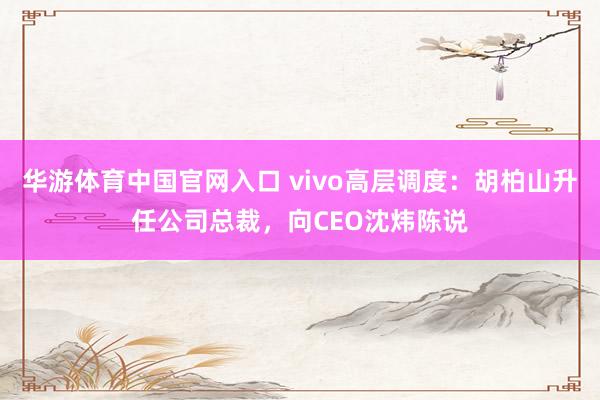 华游体育中国官网入口 vivo高层调度：胡柏山升任公司总裁，向CEO沈炜陈说