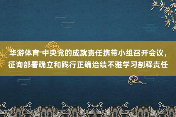 华游体育 中央党的成就责任携带小组召开会议，征询部署确立和践行正确治绩不雅学习剖释责任