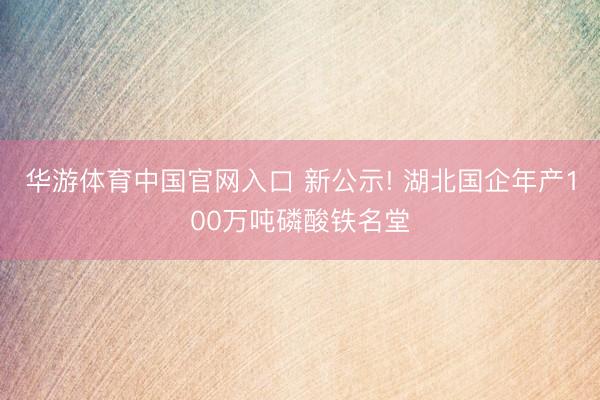 华游体育中国官网入口 新公示! 湖北国企年产100万吨磷酸铁名堂
