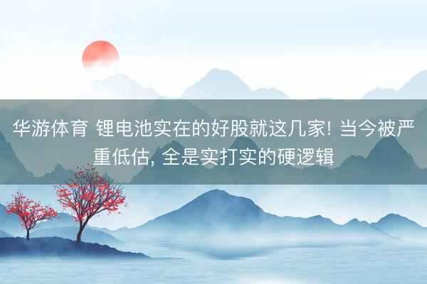华游体育 锂电池实在的好股就这几家! 当今被严重低估， 全是实打实的硬逻辑