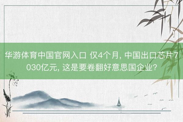 华游体育中国官网入口 仅4个月， 中国出口芯片7030亿元， 这是要卷翻好意思国企业?