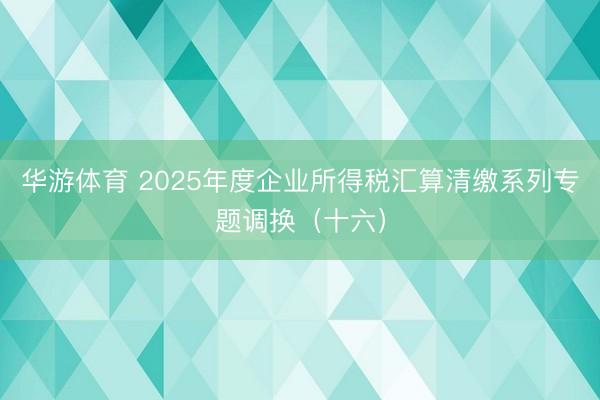 华游体育 2025年度企业所得税汇算清缴系列专题调换（十六）