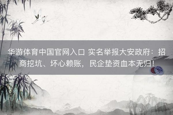 华游体育中国官网入口 实名举报大安政府：招商挖坑、坏心赖账，民企垫资血本无归！