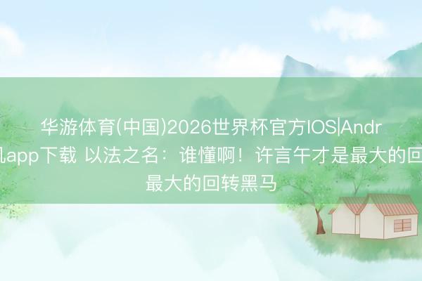 华游体育(中国)2026世界杯官方IOS|Android手机app下载 以法之名：谁懂啊！许言午才是最大的回转黑马