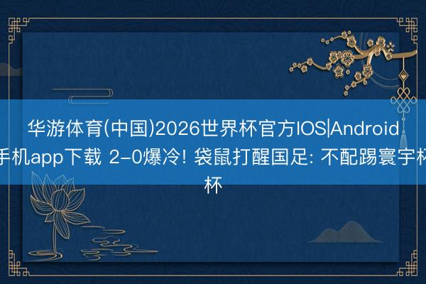 华游体育(中国)2026世界杯官方IOS|Android手机app下载 2-0爆冷! 袋鼠打醒国足: 不配踢寰宇杯