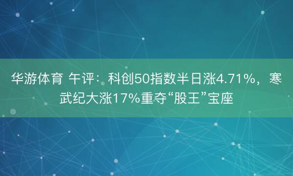 华游体育 午评：科创50指数半日涨4.71%，寒武纪大涨17%重夺“股王”宝座